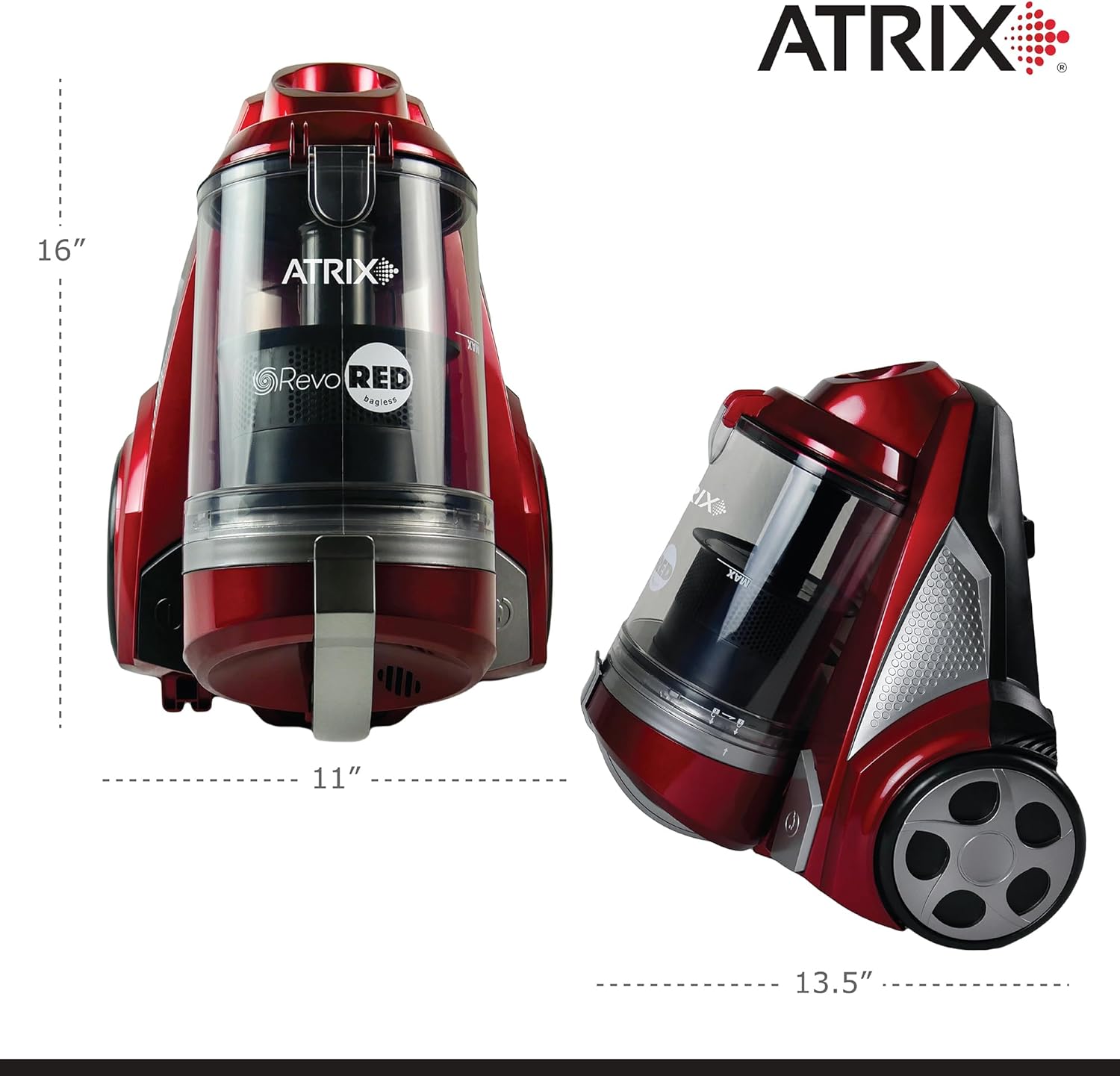 Atrix AHC-RR Revo Red Canister Vacuum Bagless