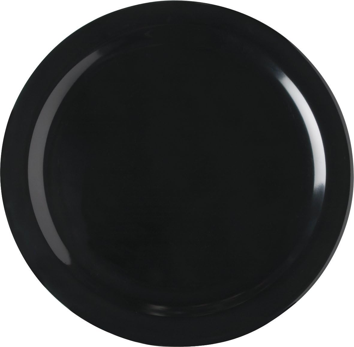 Carlisle FoodService Products Dallas Ware Reusable Plastic Plate with Rim for Buffets, Home, and Restaurants, Melamine, 10.25 Inches, Black, (Pack of 48)