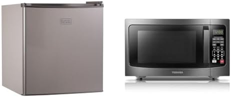 BLACK+DECKER 1.7 Cu Ft Compact Refrigerator & TOSHIBA 1.2 Cu Ft Countertop Microwave Oven Bundle
