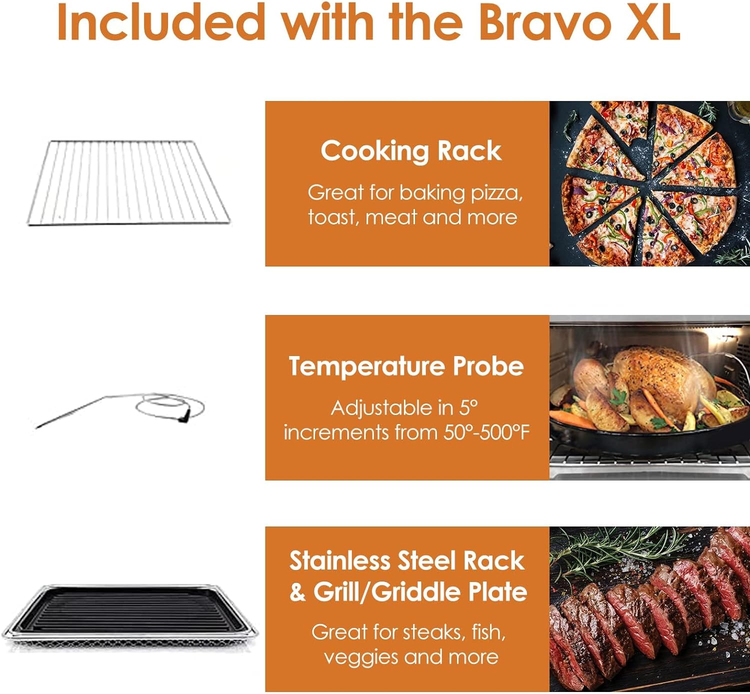 NUWAVE Bravo XL Air Fryer Convection Toaster Oven Countertop, 112-in-1 Smart Grill Combo with Original Flavors & Marks, Adjustable Heating Zones for Pizza, Roast, Bake, 50-500°F, Stainless Steel, 30QT