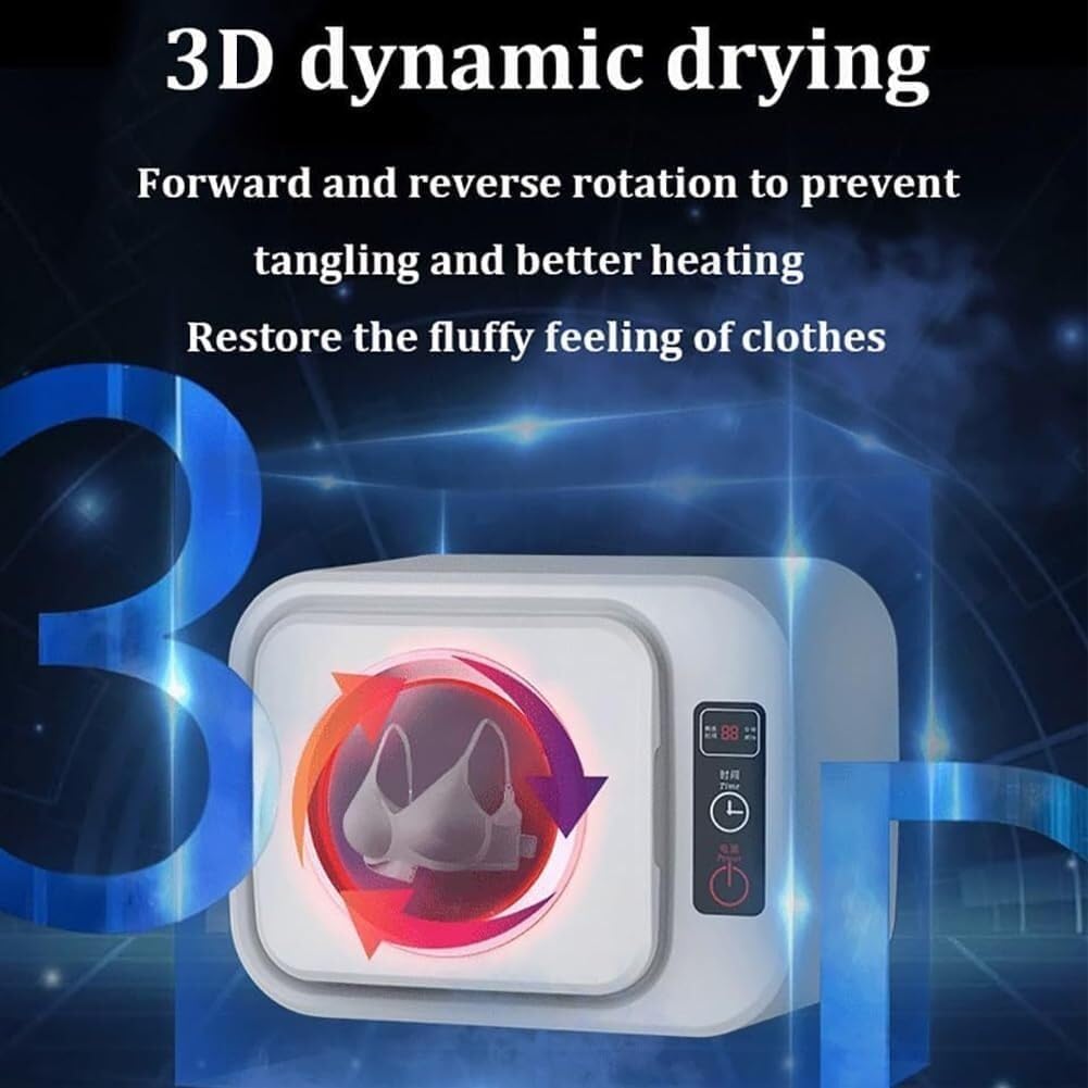 Portable Electric Clothes Dryer Small Wall Mounted Drum Drying Machine, Mini Electric Portable Clothes Dryer, Front Load Compact Tumble Laundry Dryer(D)