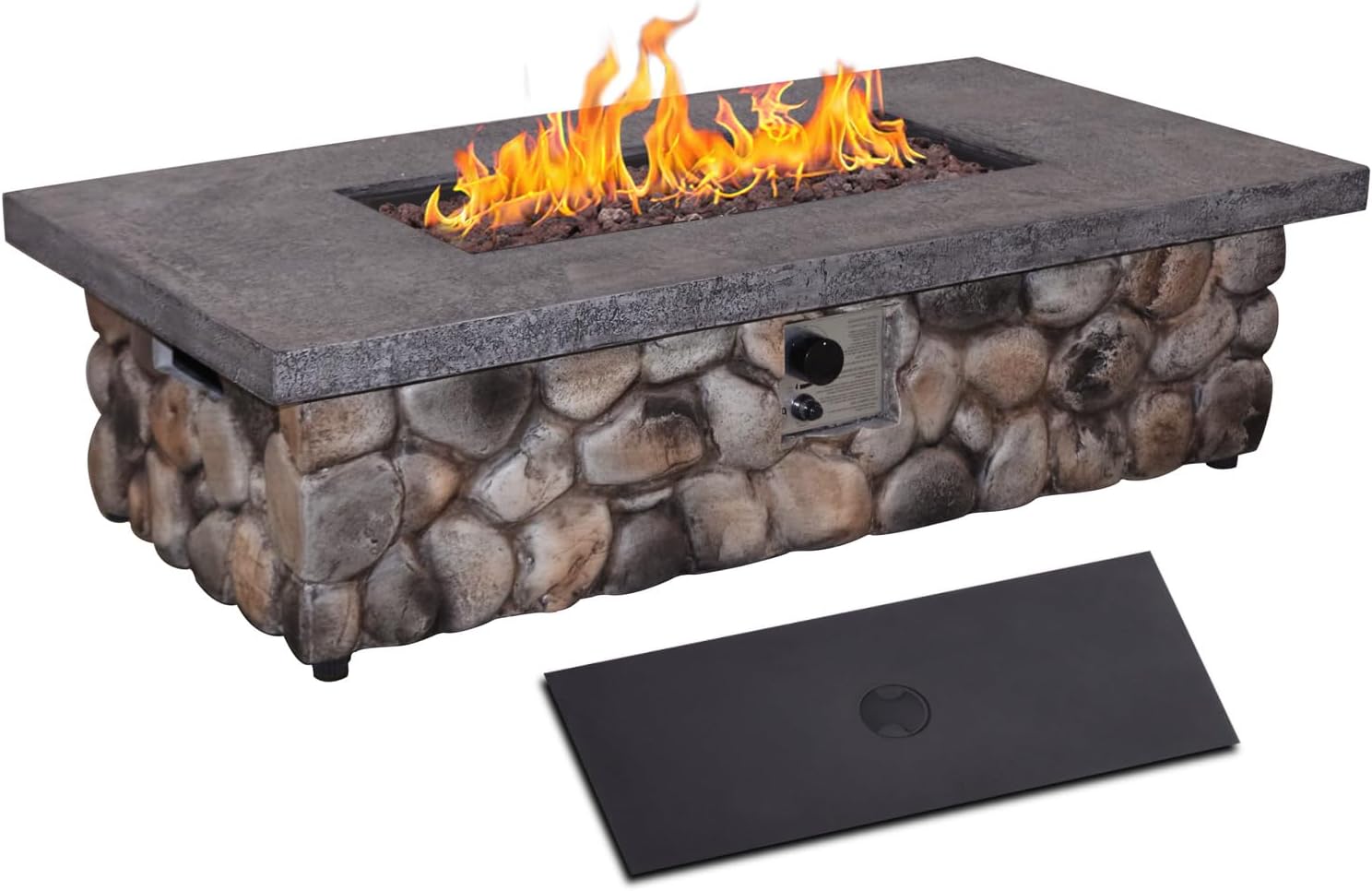 Afterglow Firepits All Terrafab External Gas Tank for Outdoor Use Rectangular 50000 Btu, for Outside Patio Backyard Garden, Gray