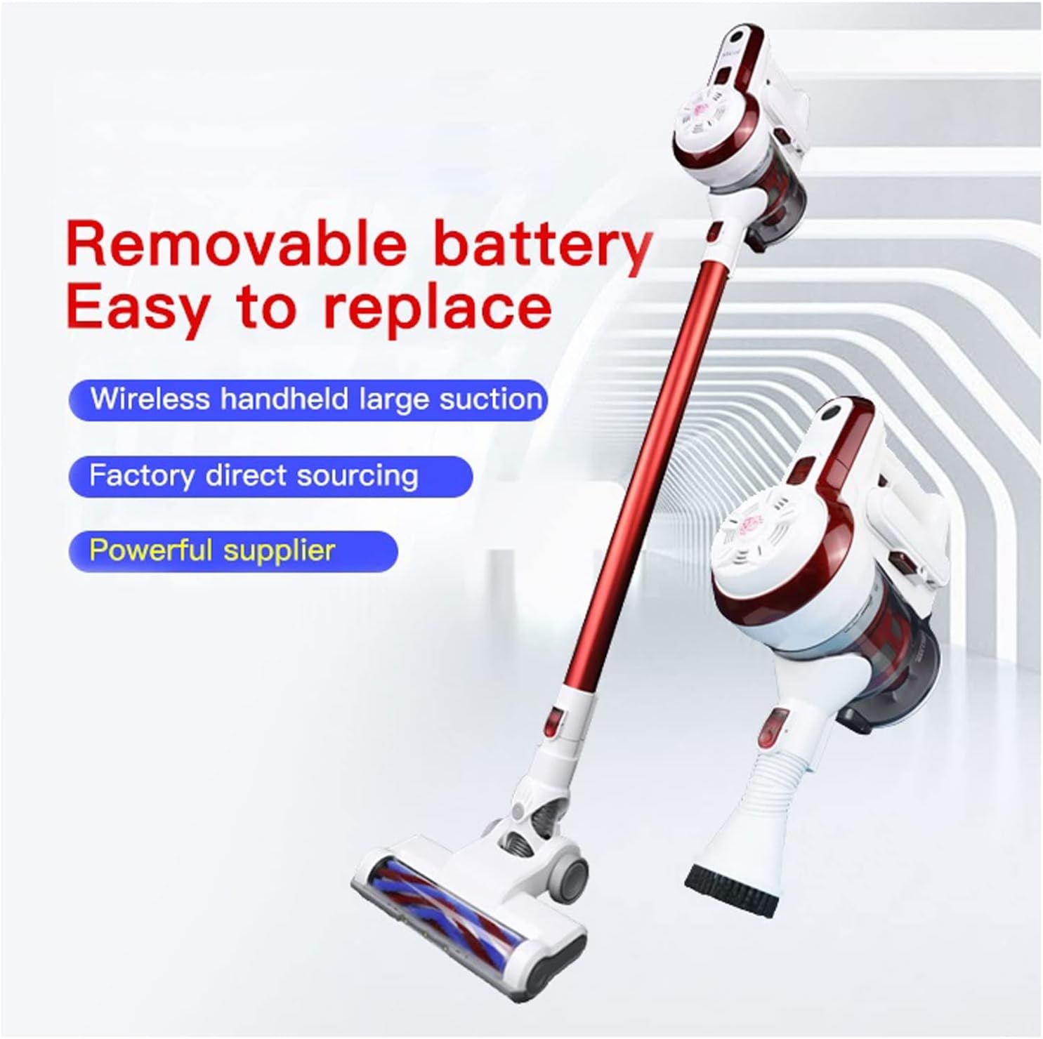 Hand Held Vacuum, Wireless Vacuum Cleaner Household Handheld Rechargeable Vacuum Cleaner The Most Popular Handheld Upright Vacuum Cleaner (Size : EU)