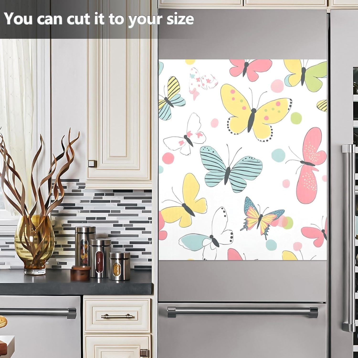 Dishwasher Magnet Cover Large Magnetic Stickers Butterflies Pattern Front Dishwasher Cover Reusable Decal for Home Kitchen Anti-Scratch Refrigerator Decorative Lid Washing Machine Laundry 23