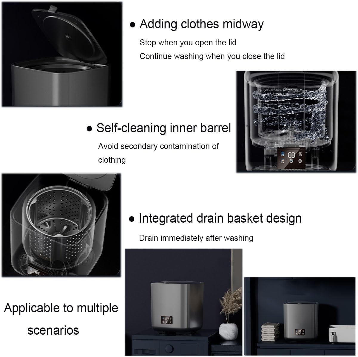 2 In 1 Small Washers 10L Convenience And Efficiency 27X27X30cm Mini Portable Washing Machine For Travel Home, Dorm, Apartment, RV, Camping
