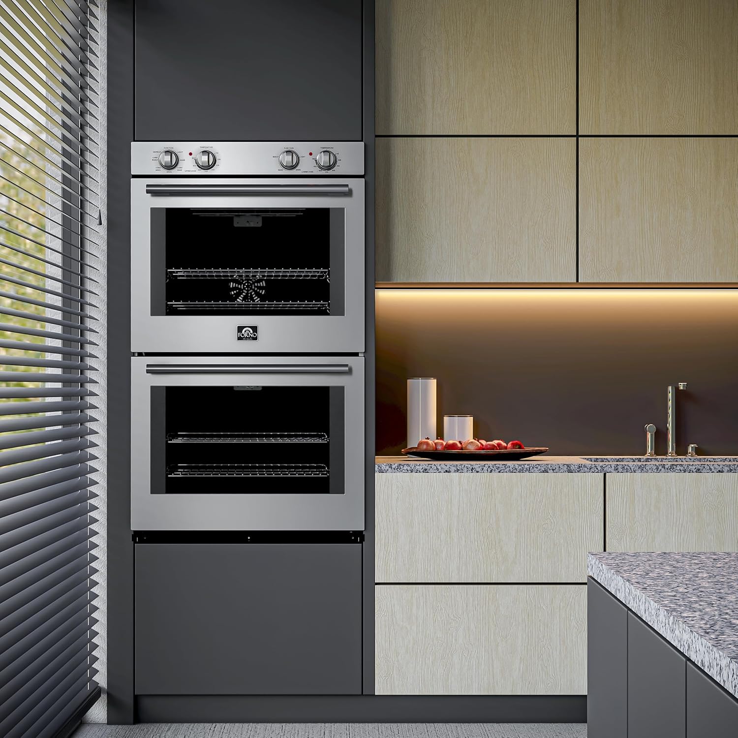 Forno Vomero 30-Inch Double Wall Oven – 10 Cu. Ft. Capacity, Stainless Steel, 7100W Convection, Mechanical Controls, Self-Cleaning Function