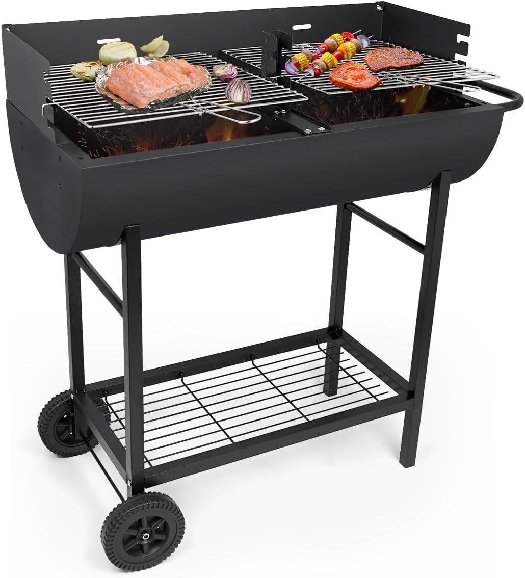 Charcoal Barrel Grill, Large Stainless Steel Grill For Backyard Camping Picnic and Party
