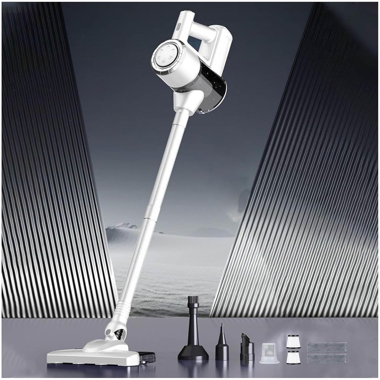 Lightweight Cordless Wireless Vacuum Cleaner for Home 18Kpa, 35mins Runtime, Rechargeable, Stick Vaccum Self-Standing Cordless Vacuum Mop for Home Carpet Floor Pet Hair,White