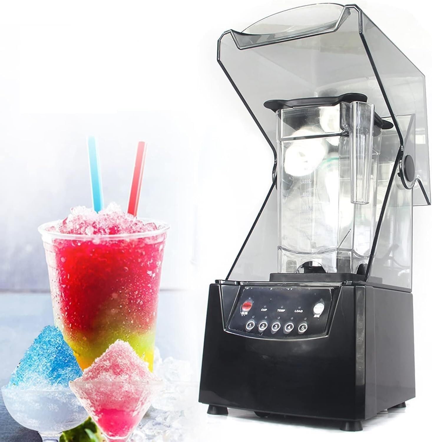 Professional Blender Smoothie Maker - 2200W Commercial Blender With 2Pcs 2L Container - 17000RPM High Speed Blender With 5 Speeds Control For Ice/Juice/Smoothie/Nuts