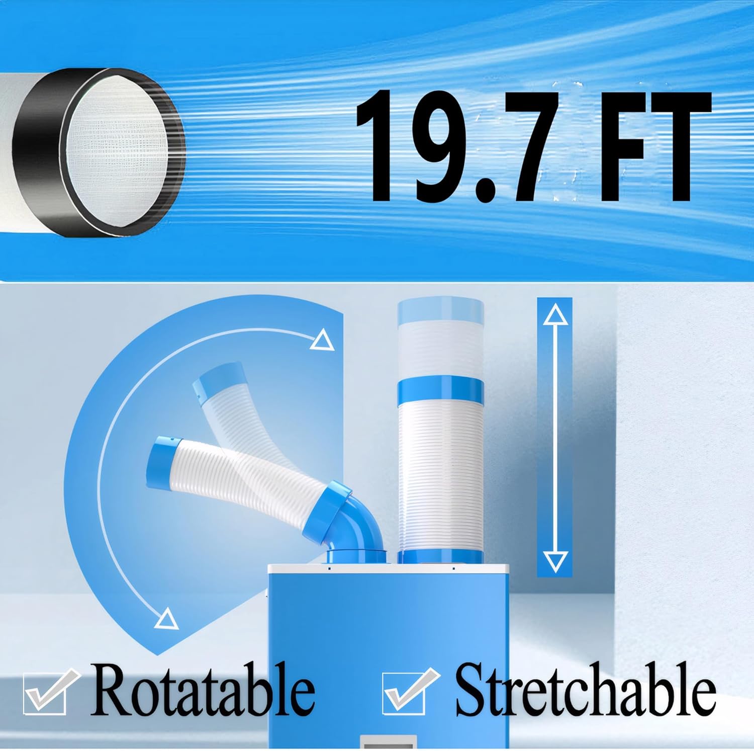 Industrial Portable Air Conditioner with Wheels 14L Large Tank Commercial Spot Cooler Adjustable Air Outlet Ideal for Hospitals Workshops Outdoor Events 220V 1.8KW