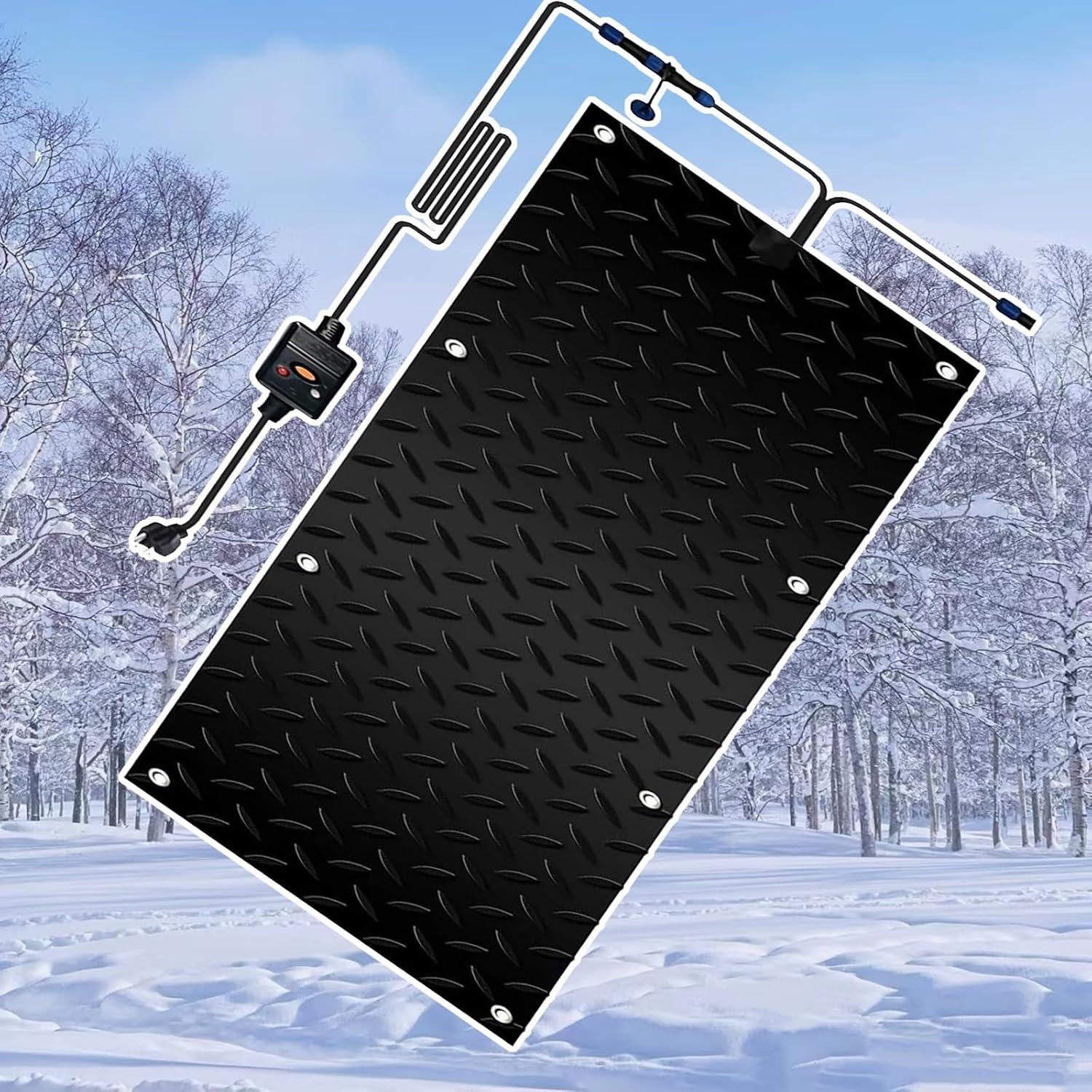 Heating snow melting mat, half walkway heating snow melting mat, non-slip outdoor stair treads, snow and ice melting mat, winter outdoor stairs, garage non-slip heated entrance mat(1 Pcs,30x90cm/12x36