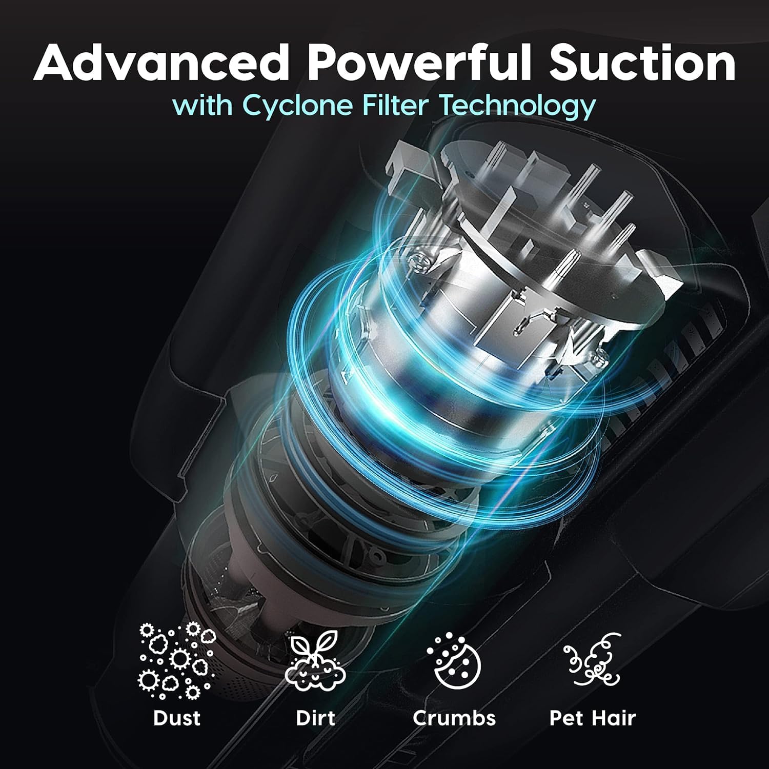 IRIS USA Cordless Stick Vacuum for Low-profile Rugs and Hard Floors, 4-in-1 Attachments, 9000Pa Suction LED Indicator, 55K RPM 35 Min Runtime Battery, Pet Hair Cleaner