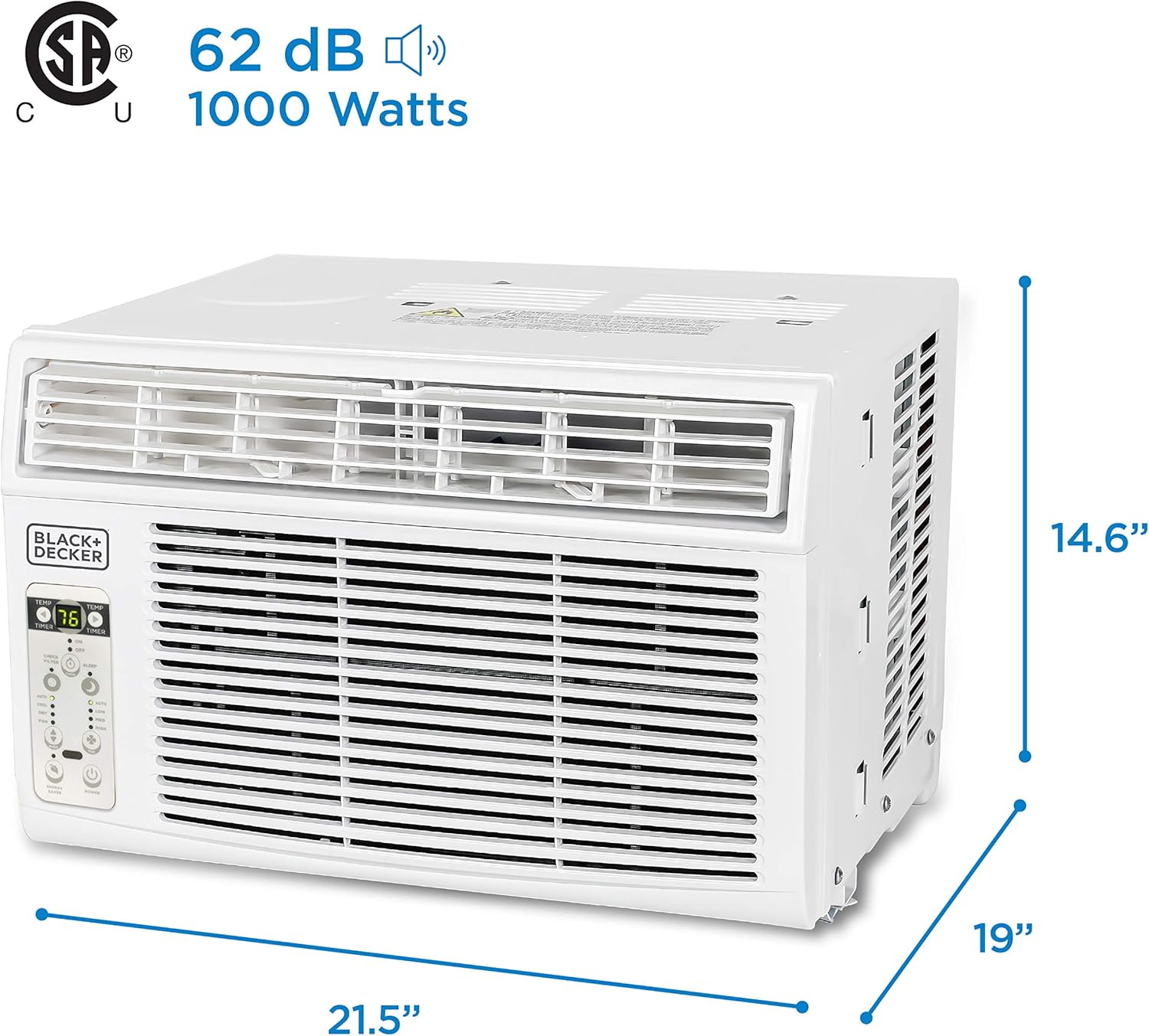 BLACK+DECKER Window Air Conditioner 12000 BTU, AC Window Unit Cools Up to 550 Square Feet, Window AC Unit with Remote Control, 3 Cooling Speeds and Fan Only Function, BD12WT6, White