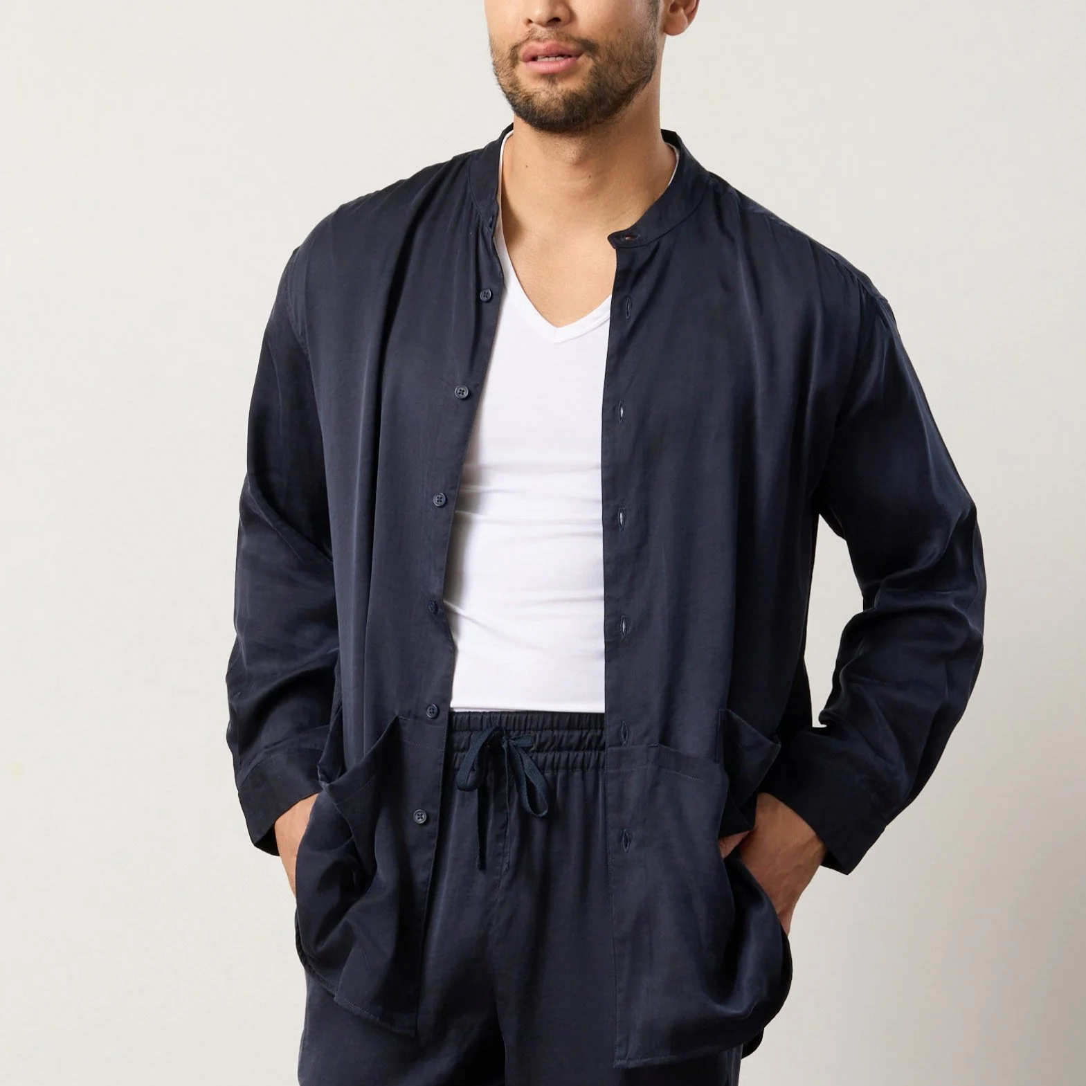 Flow TENCEL™ LUXE Relaxed Mandarin Collar Shirt