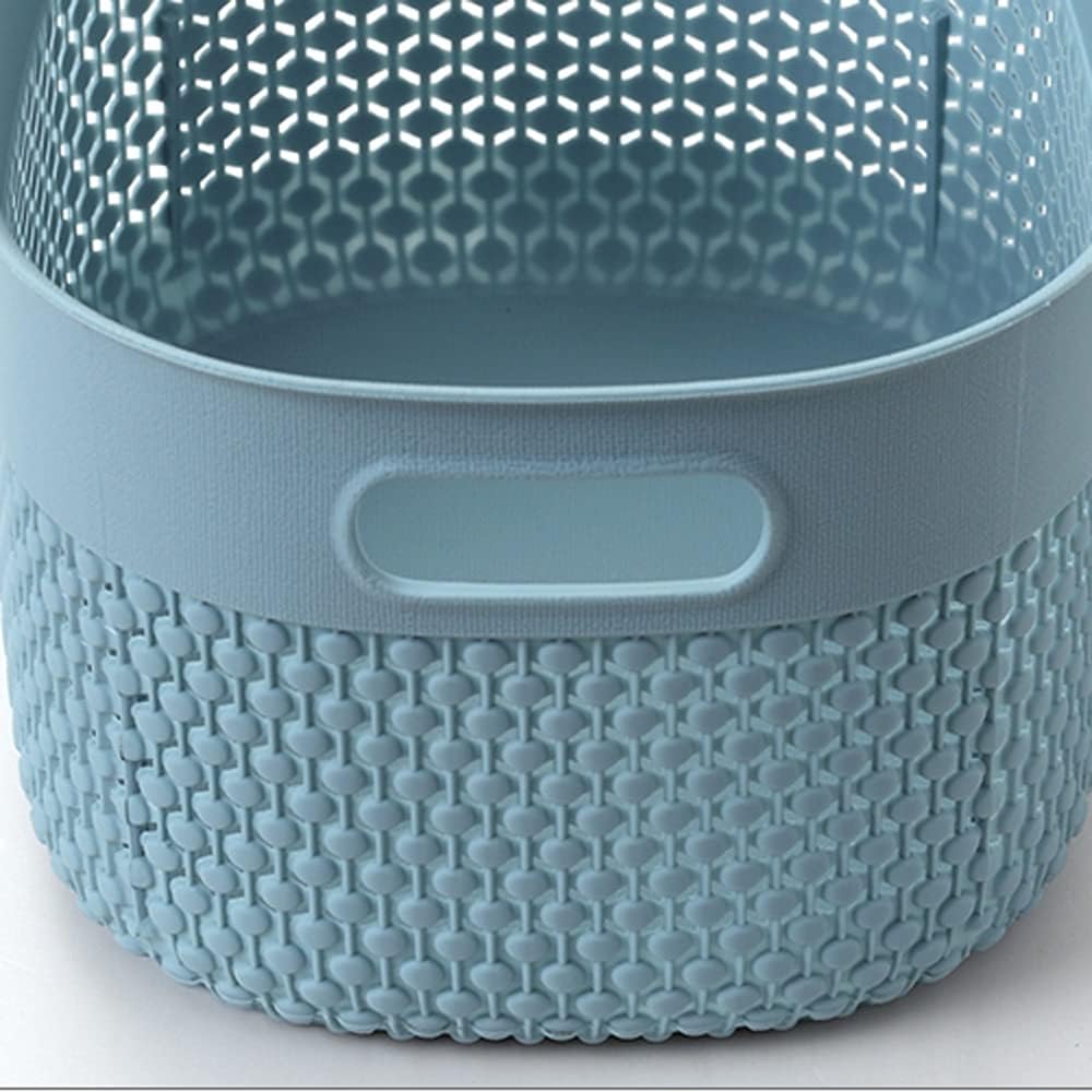 INLIMA Appliance Shelf for Kitchen Rattan Storage Baskets, Rectangular Plastic Fruit Baskets, Storage Boxes for Sundries, Kitchen Vegetable Storage Baskets. (Color : Blue, Size : Small)