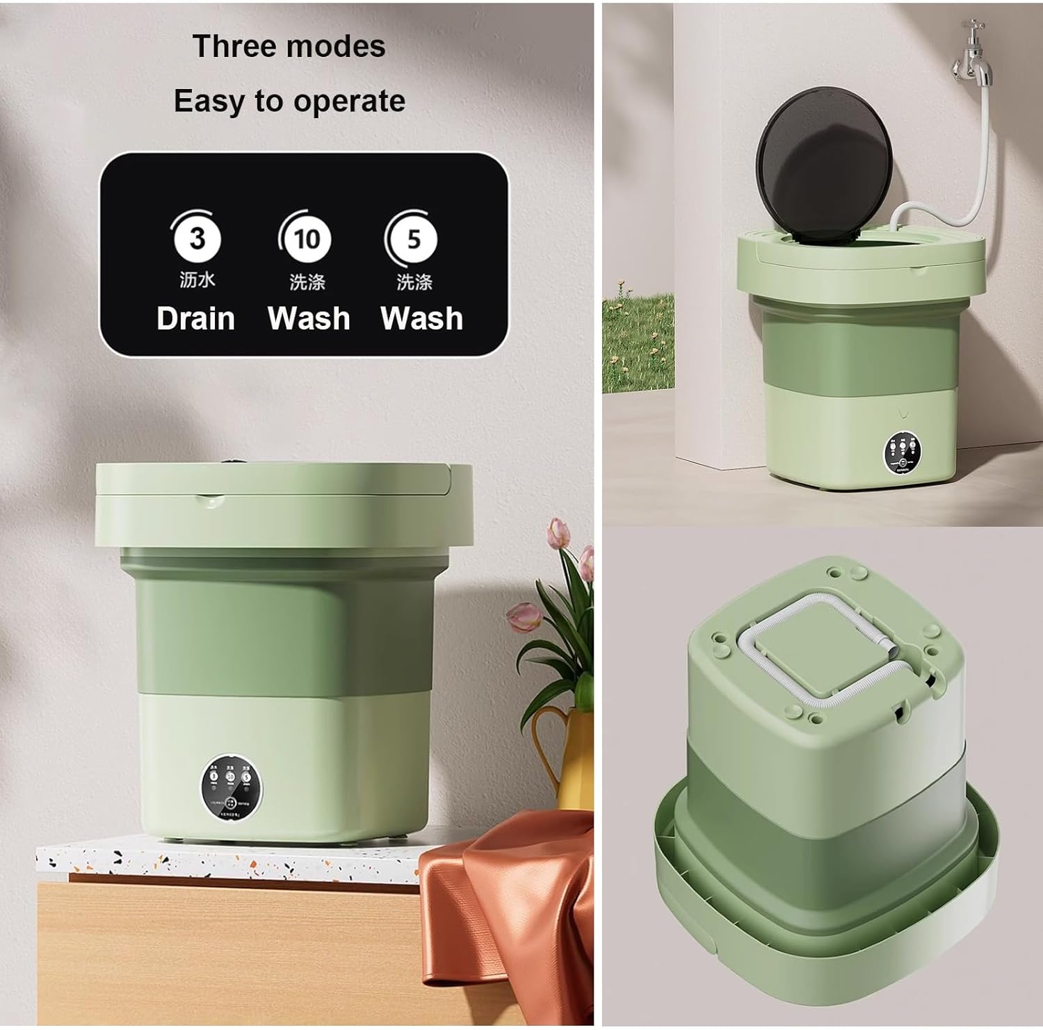 Portable Washing Machine, 15L Capacity Foldable Mini Washer with Drain Basket, Powerful Cleaning, for Underwear, Baby Clothes Socks And Small Items, Small Washer for Apartments, Dorm,RV(Purple)