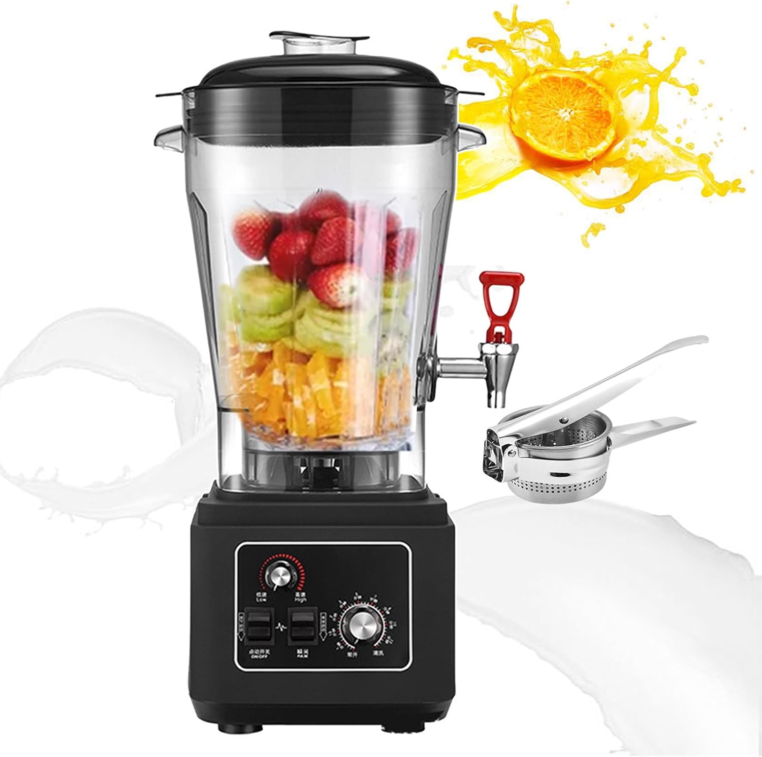2900w Countertop Blenders,Standing Mixer For Shakes And Smoothies,Soy Milk Machine With Spout And 7 Speed Control,Electric Smoothie Mixer For Sauces,Batter,Fruit,19L