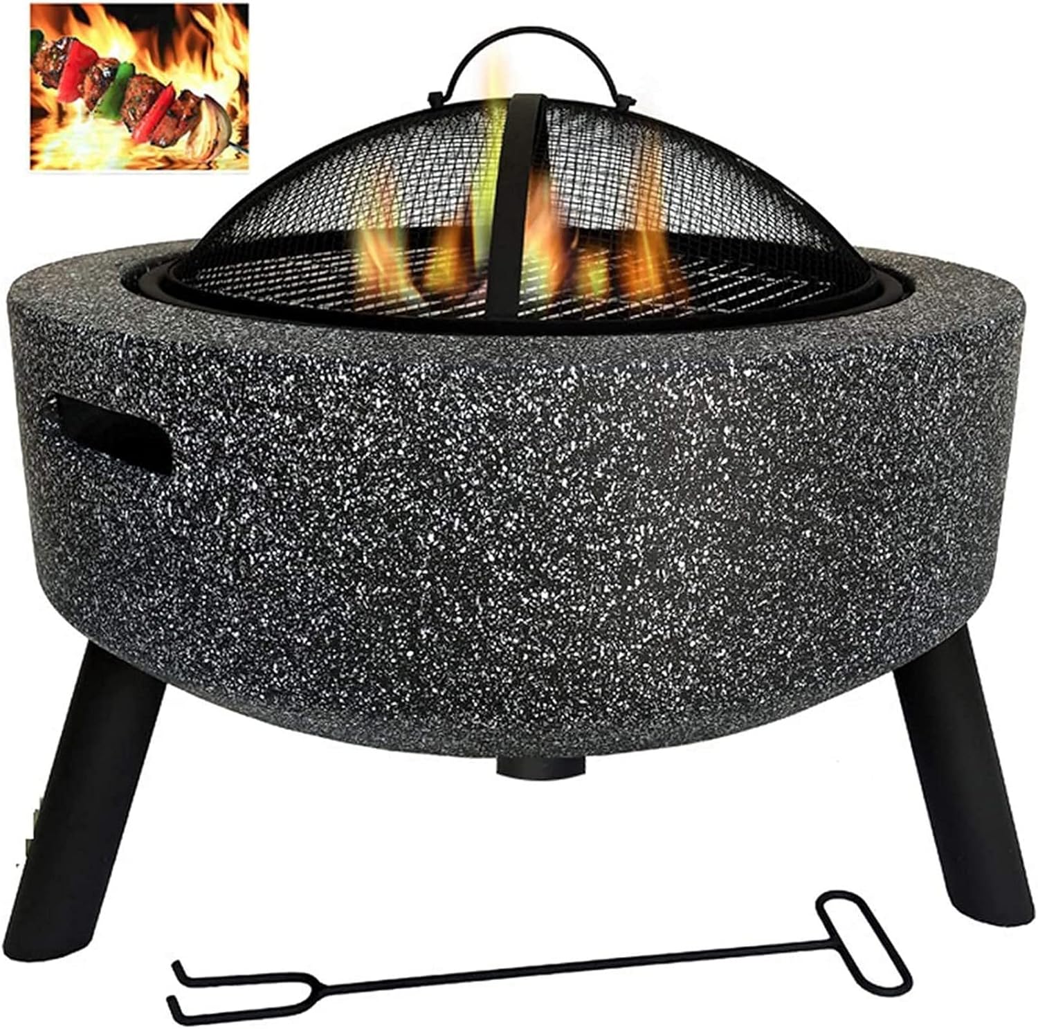 Garden Wood Burning Fire Pit Table Top Fire Pit Outdoor Heaters & Fire Pits with Grill Grate for Heating//Fire Bowls Garden/Beach/Patio