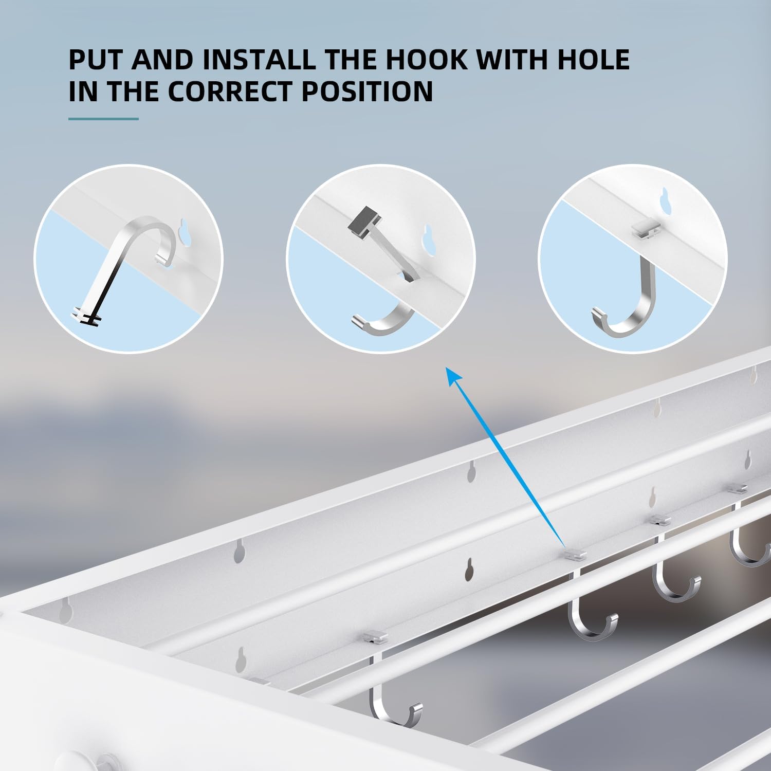 Drying Rack Clothing,Clothes Drying Rack Wall Mounted,Laundry Drying Rack Wall Mount,Foldable,Collapsible,60 lb Capacity 4 Aluminium Poles with 8 Hooks,Space Saving Clothes Drying Rack,White 23.6