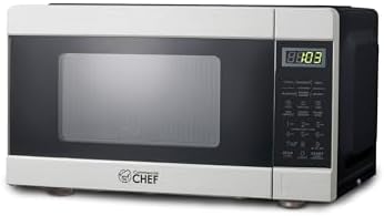 COMMERCIAL CHEF 0.9 Cu Ft Microwave with 10 Power Levels, Push Button and Child Lock, 900 Watt Microwave with Digital Controls, Countertop Microwave with Timer and Quick-Touch Menu, Stainless Steel