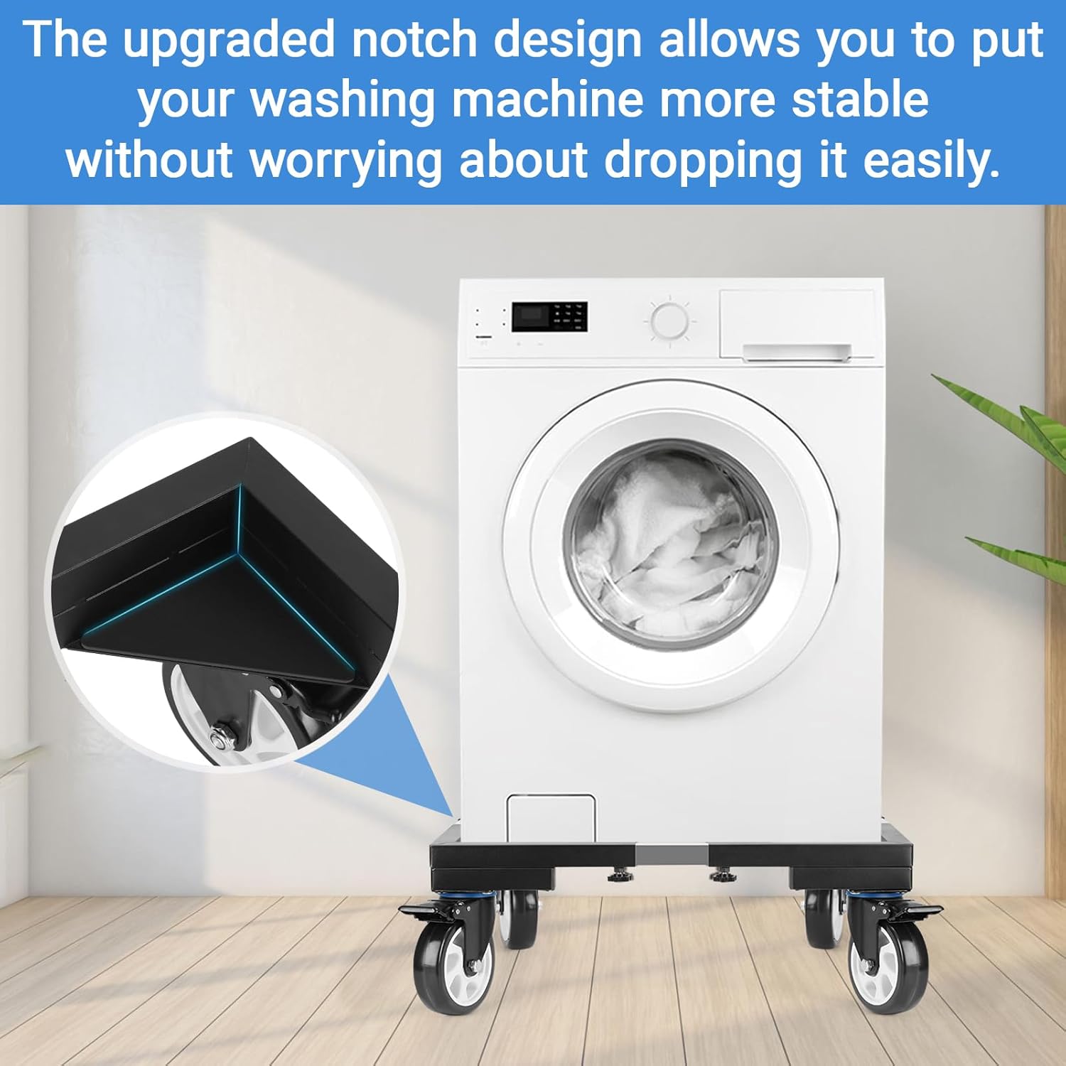 1000lbs All Steel 8.5 Inch Smoker Stand & Laundry Pedestal with 5 inch Wheels, Washer Dryer Pedestal with Shock Absorption, Universal Mobile Stand for Washer,Dryer,Refrigerator,Electric Smoker