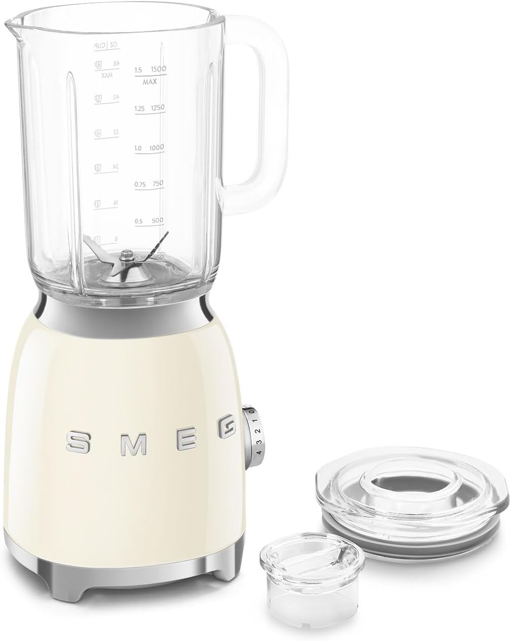 SMEG BLF03 Retro Style Blender – 600W Countertop Blender with 48 oz BPA-Free Jug, 3 Speeds + Pulse, Ice Crush & Smoothie Functions – 50s-Inspired Design-Cream
