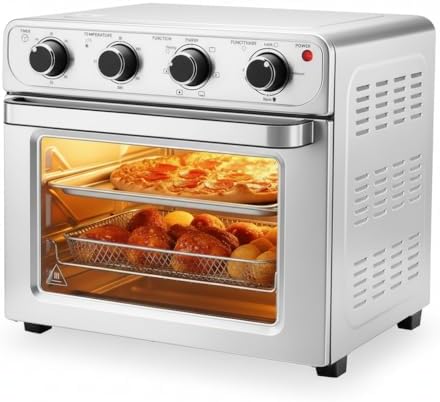 HealSmart 4-in-1 Air Fryer Toaster Oven Combo, 26QT Large Countertop Convection Oven with Bake, Broil, Roast & Dehydrate, Includes 12