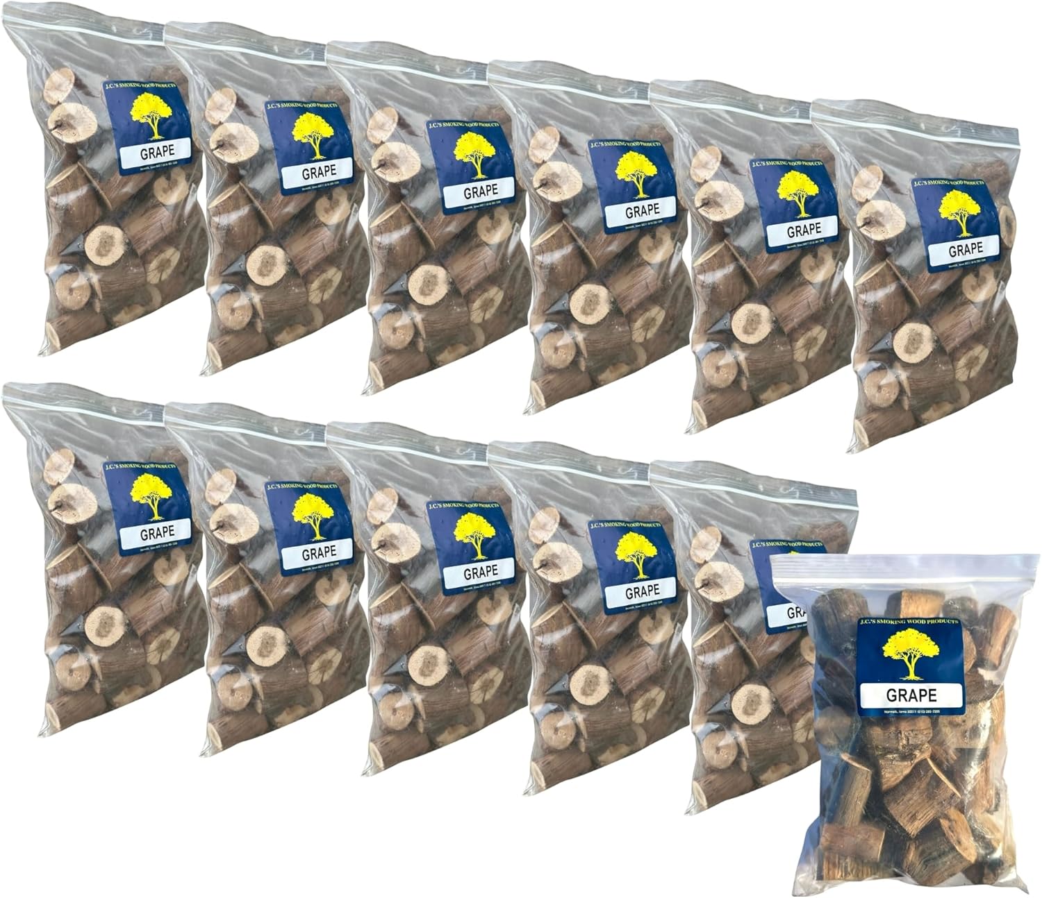 J.C.'s Smoking Wood Chunks - Gallon Sized Bag - Grape 12PK