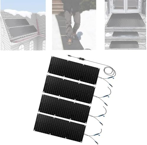 Premium Non-Slip Snow Melting Mats for Winter - Waterproof Electric Mats for Outdoor Stairs, Walkways, and Doorways, 25.4x120cmx4Pcs