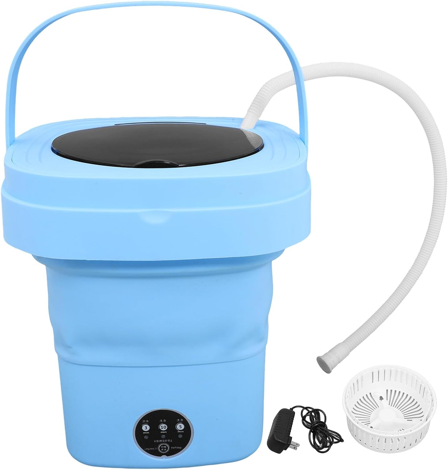 Compact Mini Folding Washing Machine Portable Electrical Washer for Apartments Rv Camping Travel with Drain Hose and Drying Basket Lightweight Space-saving Laundry for Small Spaces