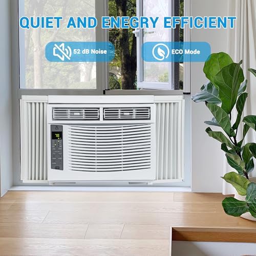 Window Air Conditioner, 6000 BTU WiFi Smart Window AC, Energy Saving, Quiet Operation, Efficient Cooling, Remote Controlled, Fast Cooling for Rooms up to 269 Sq Ft, Ideal for Bedrooms & Workspaces