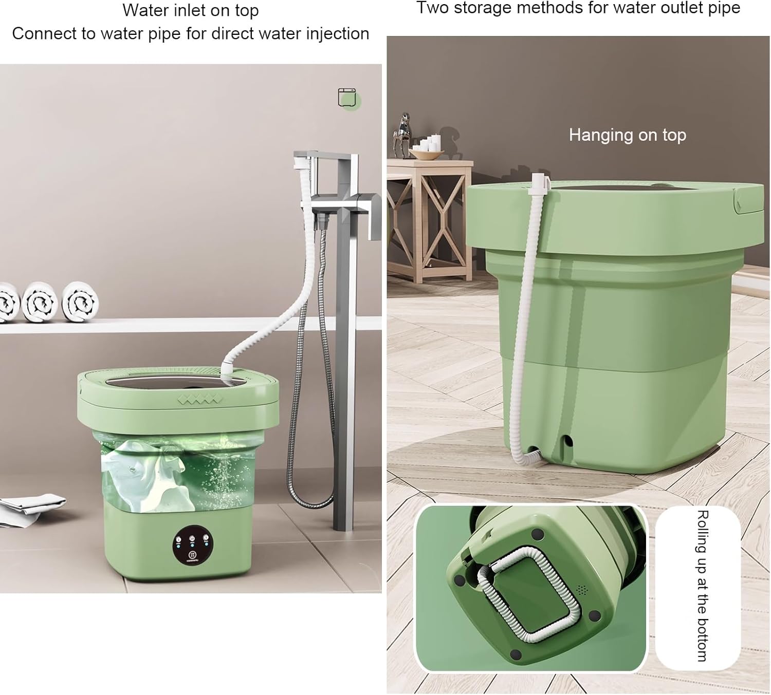 Portable Washing Machine, Mini Foldable Washer with Dryer, Small Collapsible Washer with Deep Cleaning of Underwear, Baby Clothes and Small Clothes for Apartments, Dormitories(Pink,11L)