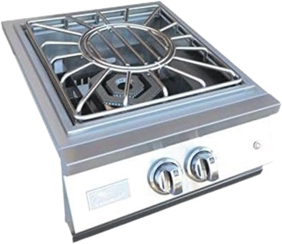 KoKoMo Grills Professional Built-In Power Burner with LED Lights and Removable Wok Grate 304 Stainless Steel Heavy Duty Gas Burner Sure Light Ignition System for Outdoor Kitchen Propane Natural Gas