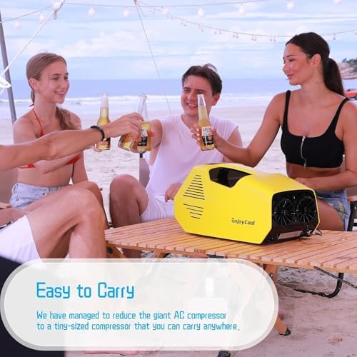 Portable Air Conditioner for Camping, 2380BTU Tent Air Conditioner for Camping 240W Camping Air Conditioner Low Power Consumption Indoor Outdoor for Tent Car Van Life (Yellow 2)