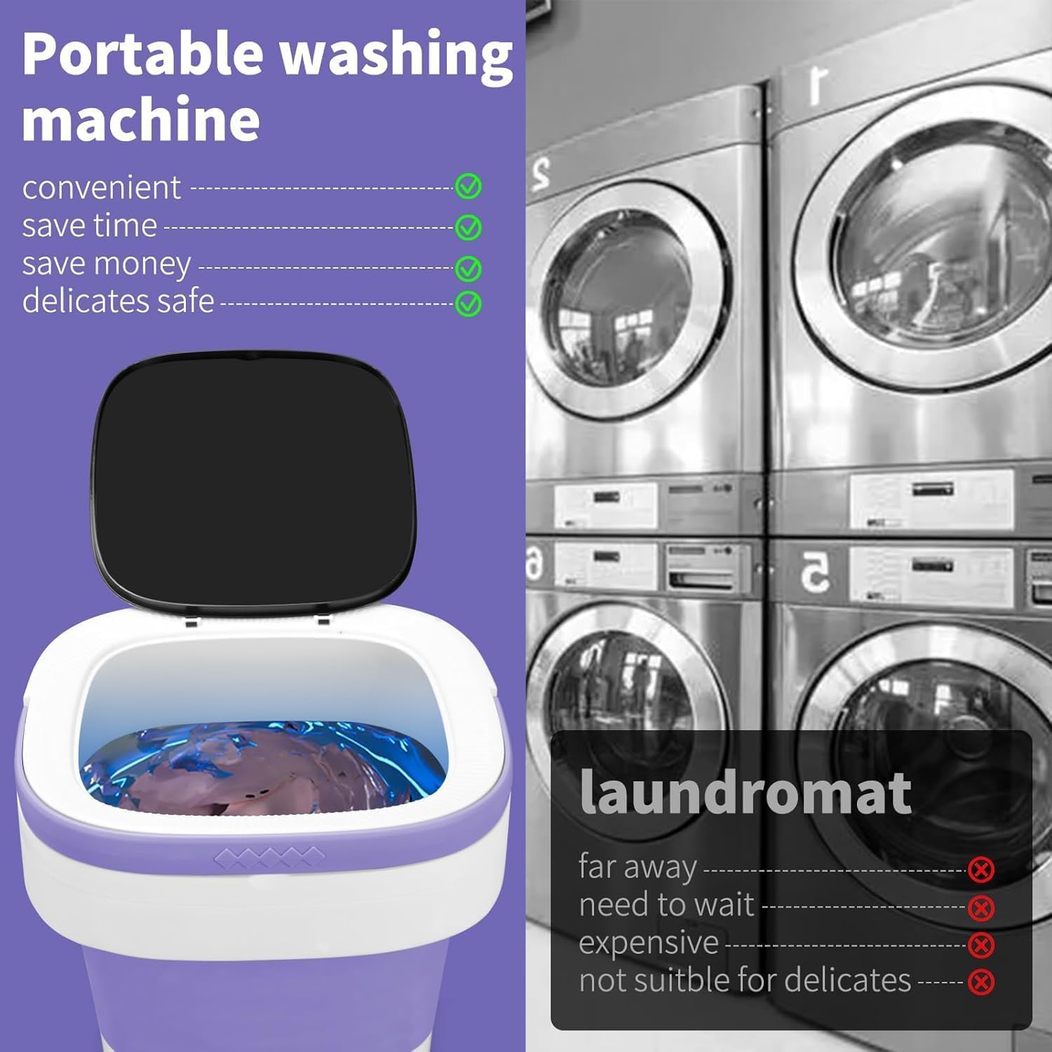 Portable Mini Washing Machine, 16L Upgraded with Spin Basket Laundry Machine, 3 Cleaning Modes Suitable for Small Clothes, Foldable Design Ideal for Hotel Campain Apartment and Home