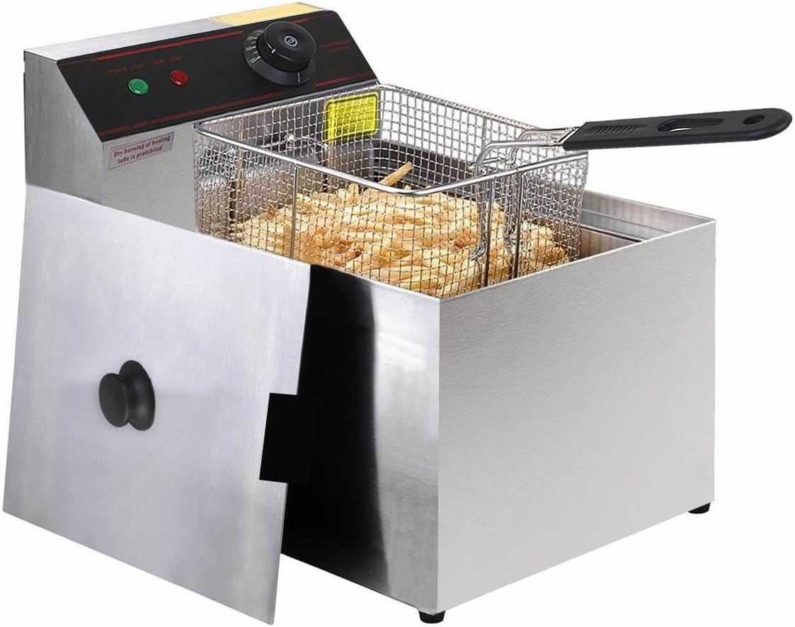 2500w Deep Fryer Electric Commercial Tabletop Restaurant Frying w/ Basket Scoop
