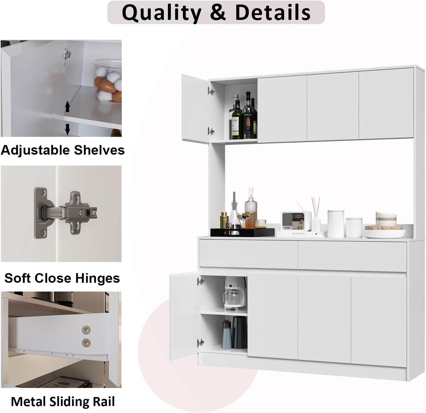 Kitchen Hutch Storage Cabinet, 63