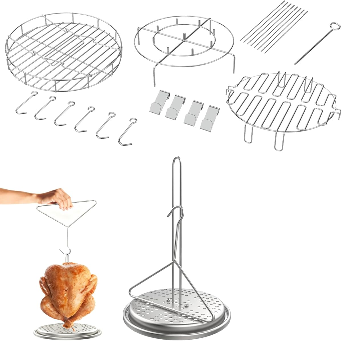 Turkey Fryer Accessories Kit and Perforated Turkey Chicken Poultry Deep Fryer Accessory for Turkey Fryer