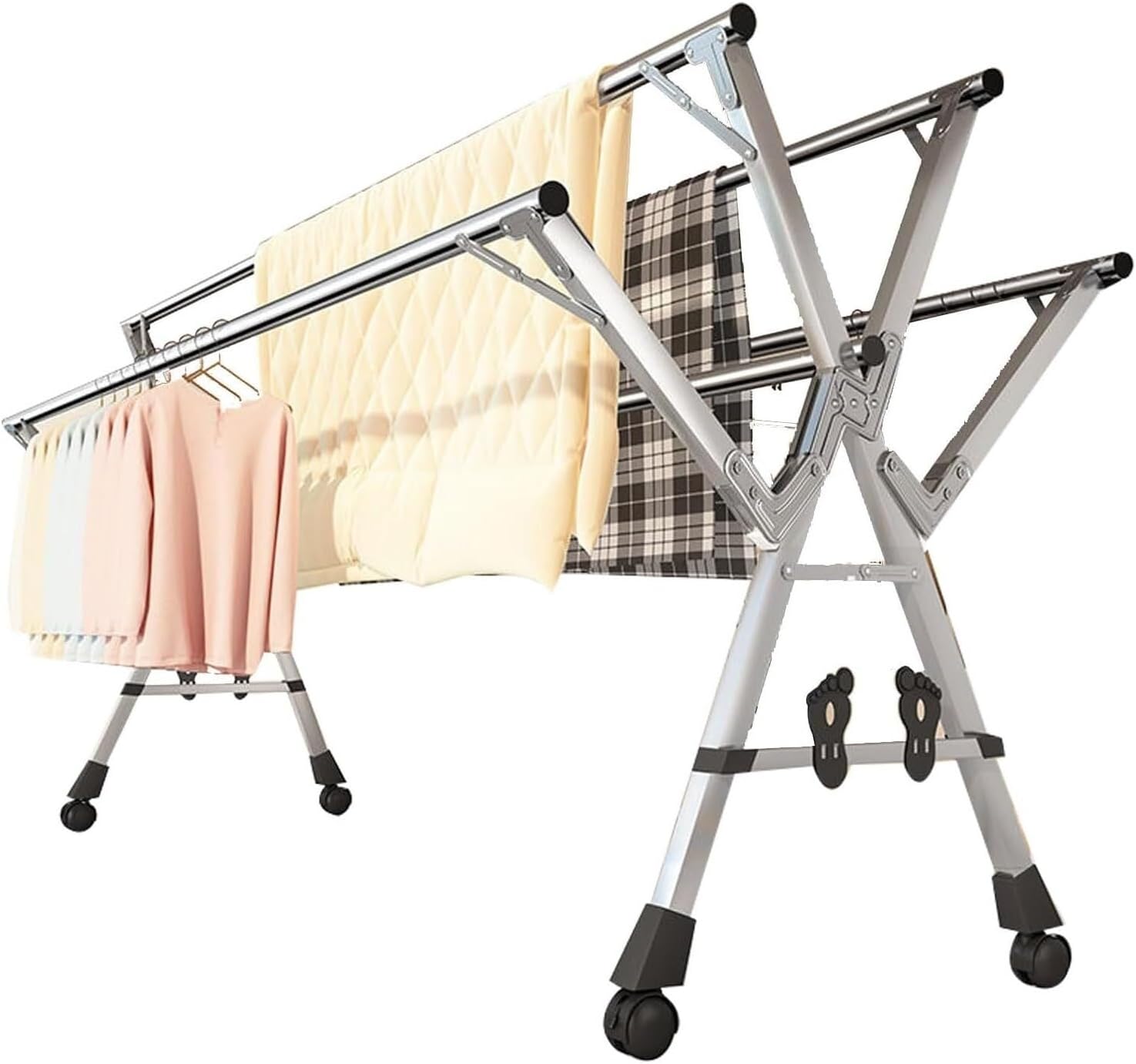 Laundry Rack Clothes Drying Rack Laundry Stand Retractable Clothes Drying Rack Stainless Steel Clothes Dryer Rack Folding Garment Rack On Wheels Portable Laundry Rack Laundry Drying Rack Clothing Dr