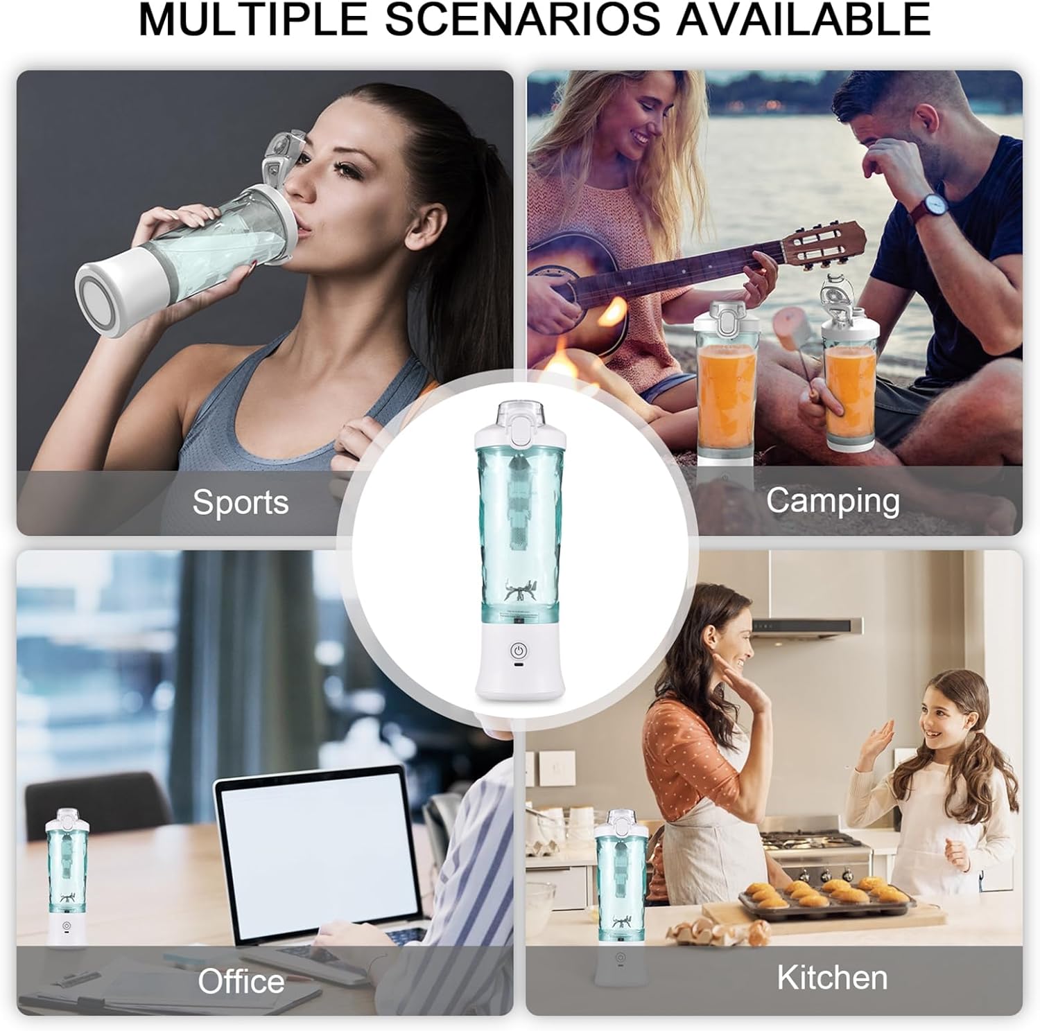 TARSHYRY Blender Smoothie Maker, Mini Stand Mixer Portable for Shakes and Smoothies with 6 Blades Stainless Steel Starter with Travel Lid,600 ml Bottle for Kitchen, Home, Travel (White)