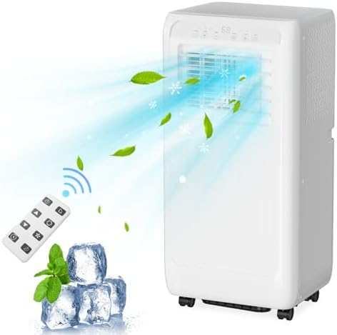 8000 Btu Portable Ac Units with Remote Control, Wheels, LED, Portable Air Conditioners for Rooms Up to 350 Sq Ft, Cool,Dehumidifier & Fan 3 Modes Air Conditioner, for Rooms/Office, White
