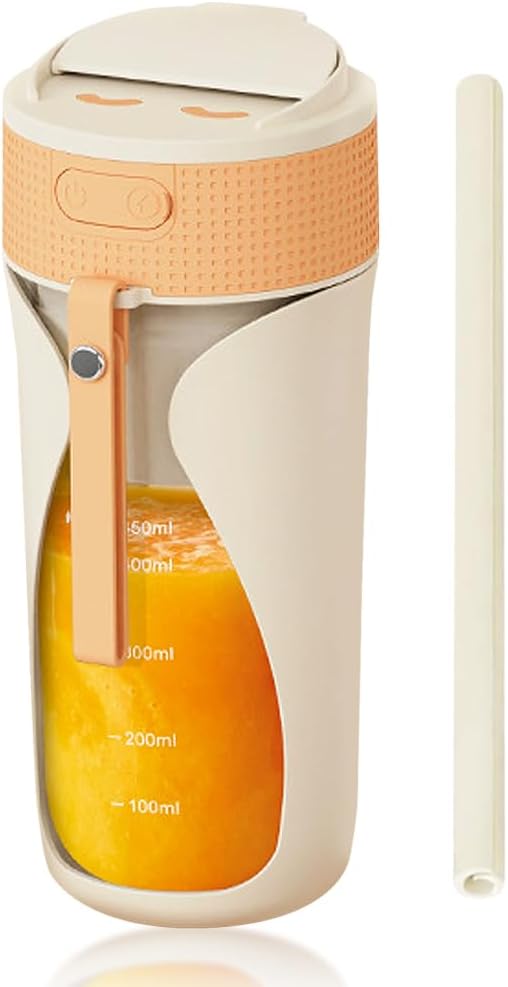 Blender Cup, 450ML Mini Blender with 6 Stainless Steel Blades, Portable Juice Cup for Home, Sport, Office, Camping