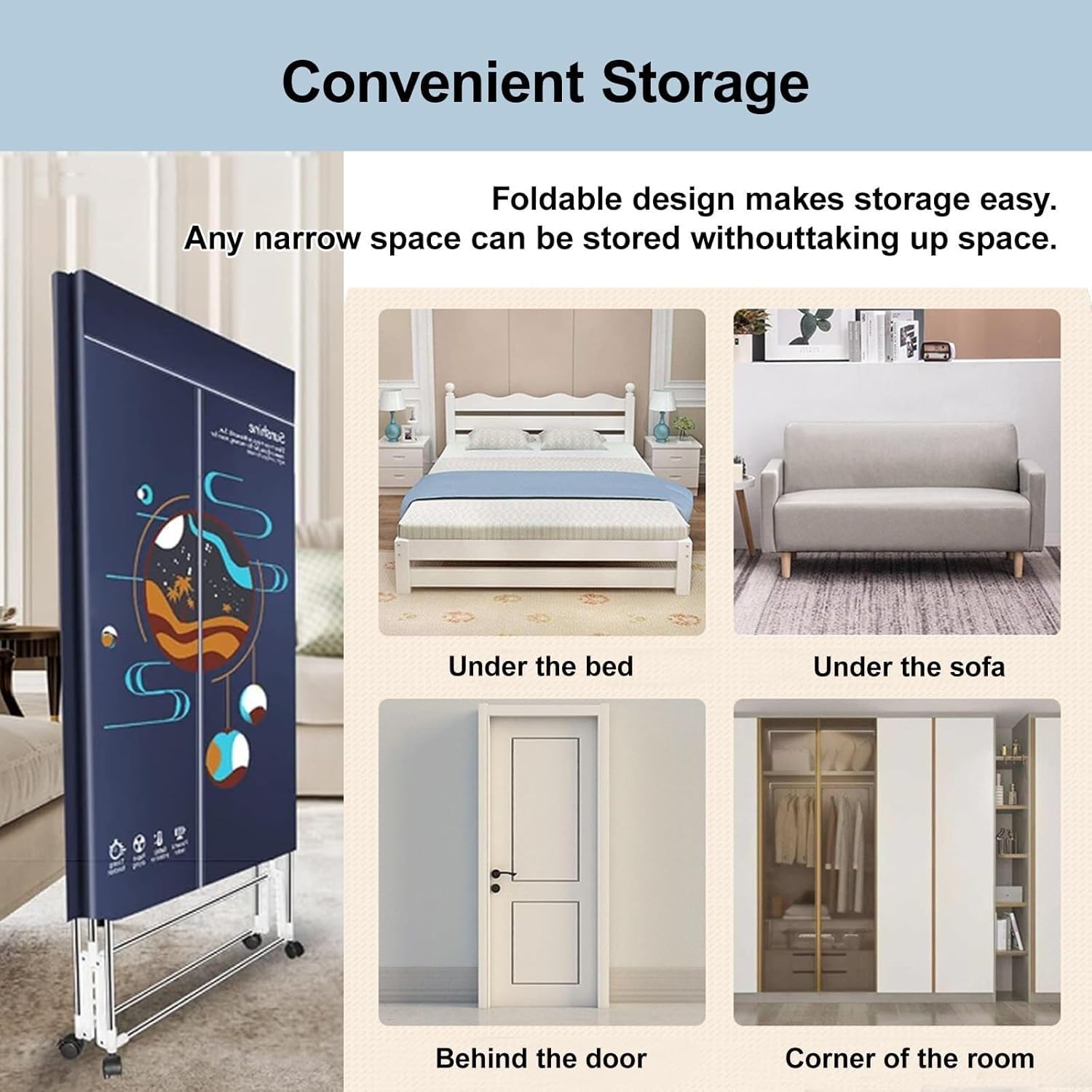 Electric Portable Dryer, Two-Layer Large-Capacity Vertical Dryer, 360° Heat Flow Circulation Heating, for Apartment, Dorm, RVs Travel