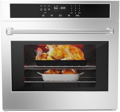 PioneerWorks Wall Oven 30 inch Single Wall Ovens Electric Built-in Convection Oven, 3800W, 4.8 Cu. Ft. Broil Bake Roast Function, LED Display, Touch Control, Safety Lock, Timer for Kitchen Cabinetry
