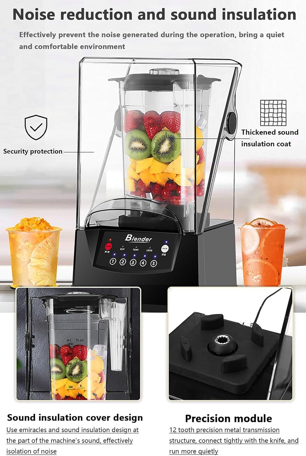 Smoothie Maker,2L Blender,2200W Commercial Blender,Multi-Function High Speed Electric Food Blender,for Smoothies,Juices,Milkshakes