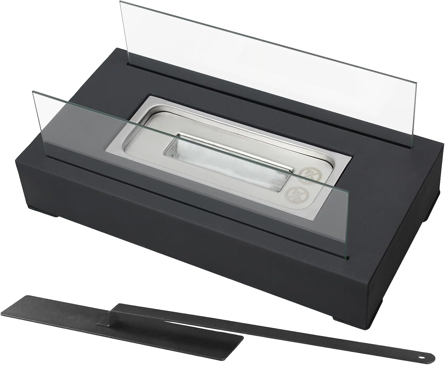 Table Top Fire Pit – Stainless Steel Iron Glass 150ml | Top Propane Fire Pit | Tabletop with Glass Wind Guard for Outdoor Patio Garden Camping and Home Decoration Use