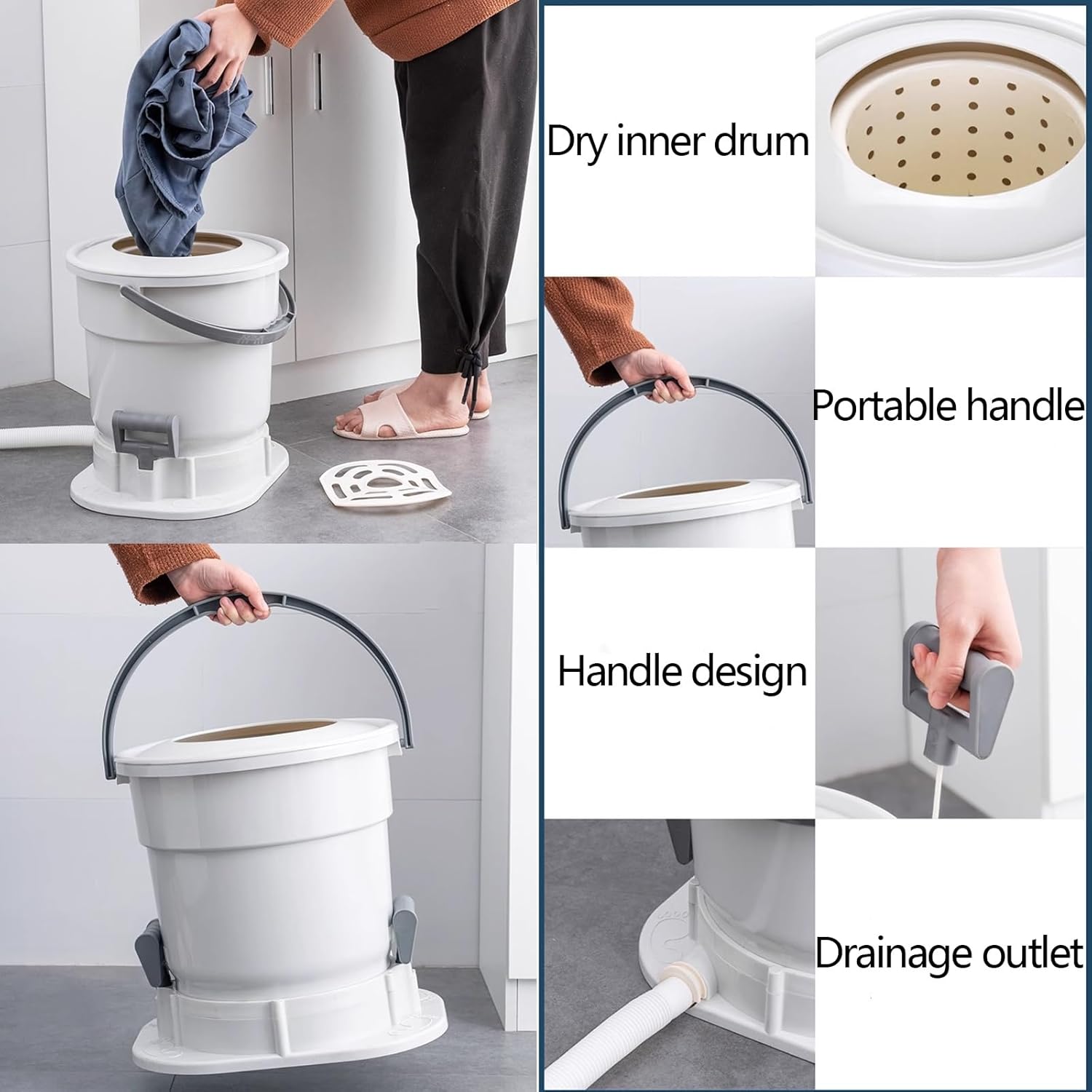 Wringer for Hand Washing Clothes Portable Laundry Wringer for Wet Clothes, Nonelectric Laundry Dryer, Mini Dryer Compact for RV Camping School Apartment Dorm(Brown)