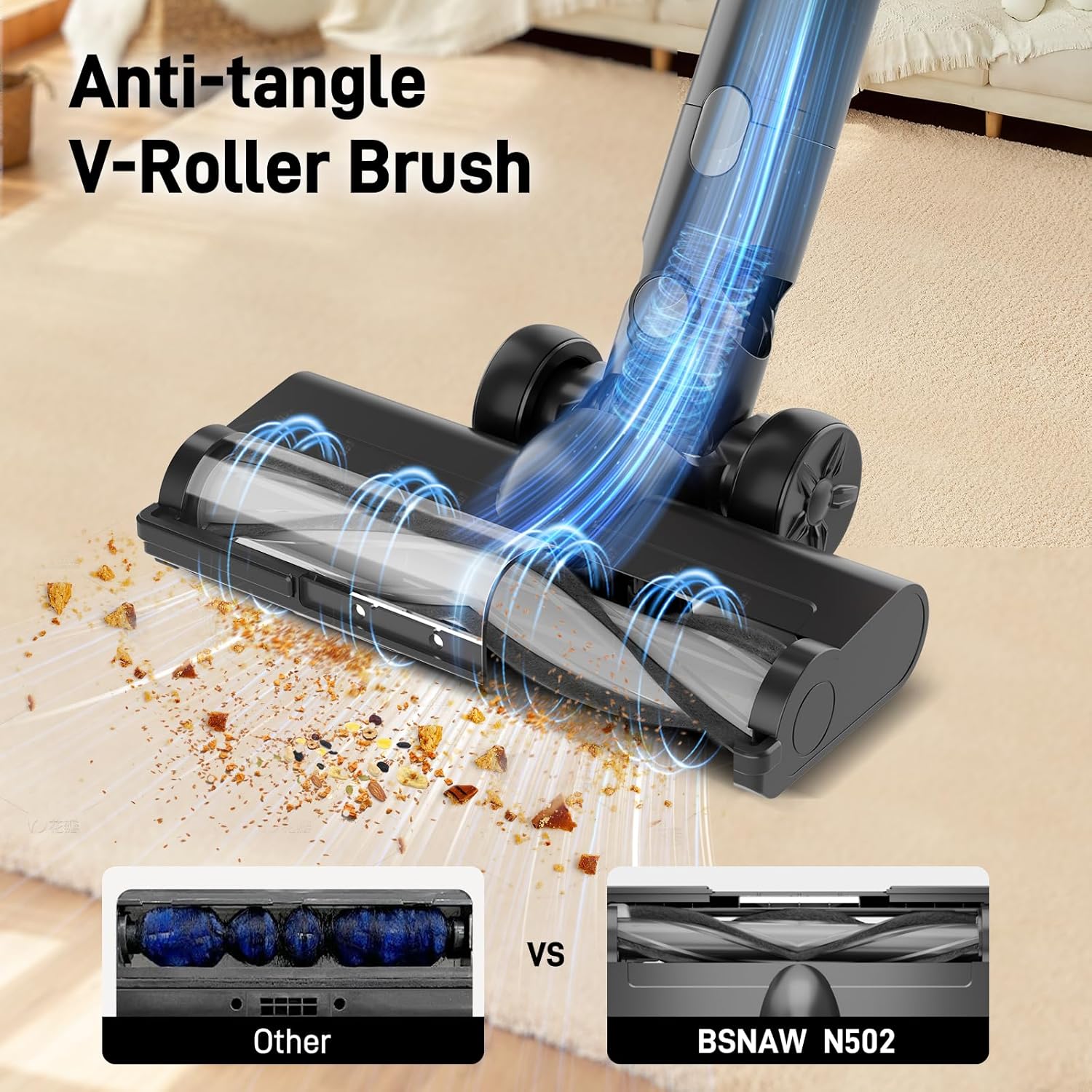 KIKETECH Cordless Vacuum Cleaner, Powerful Stick Vacuum with 45Mins Runtime, 8 in 1 Vacuum Cleaners,1.5 L Dust Cup, Rechargeable Vacuum Pet for Hair, Carpet, Hardfloor,Blue