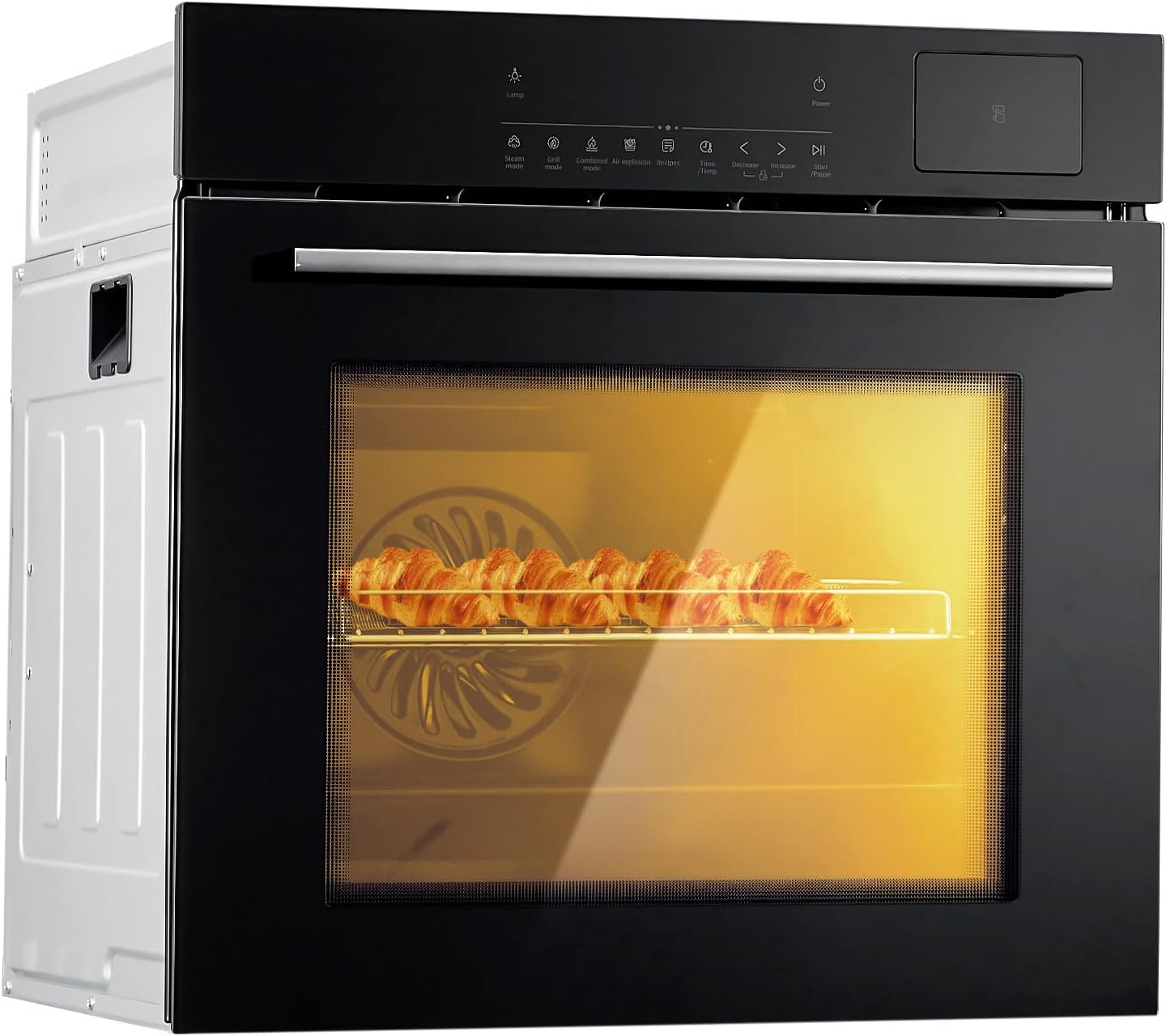 24 in Electric Single Wall Oven, 2.5Cu.ft Built-in Electric Convection Oven, 8 Baking Modes, with Air Frying Function, 3000 w, 3D Surround Heating with Double-Layered Glass Door, Timer, Touch Control