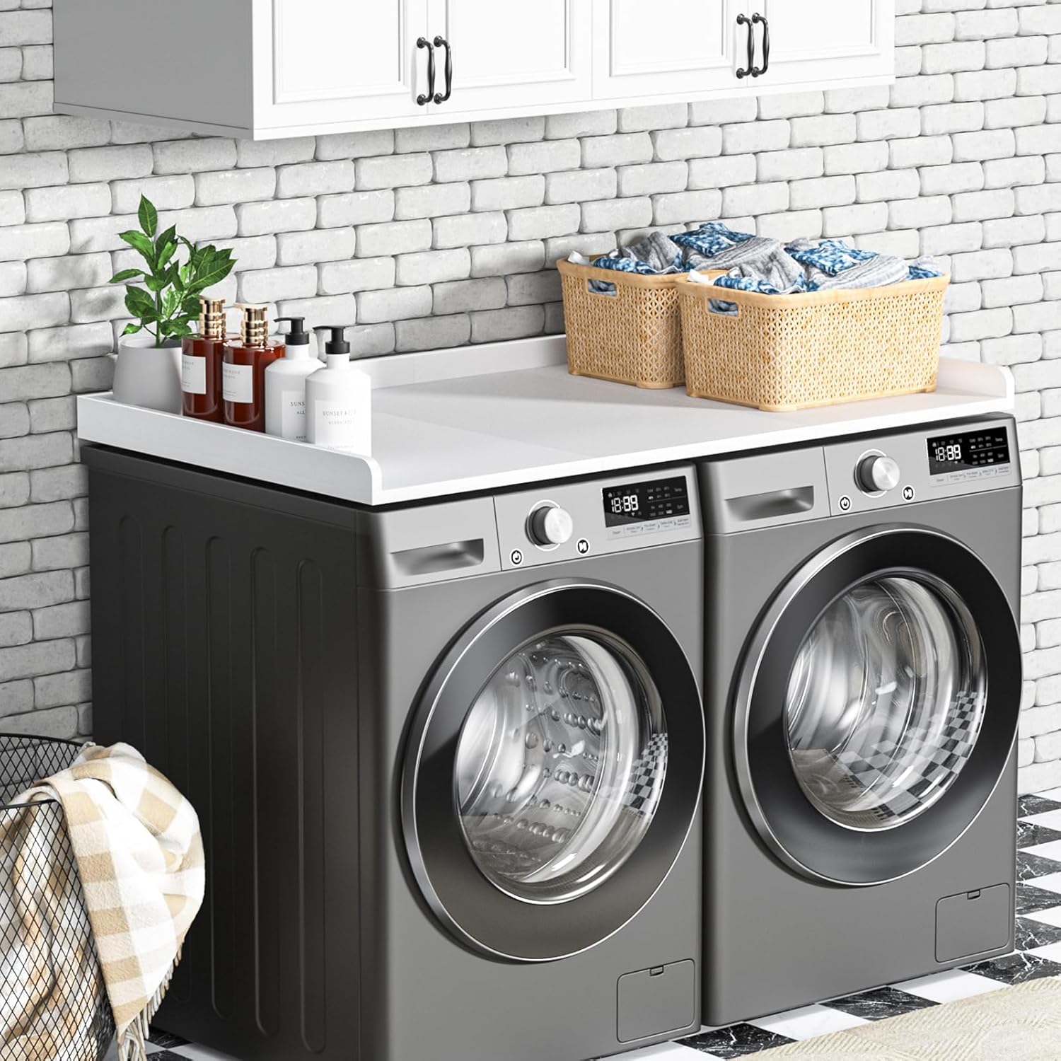 Ulif Washer Dryer Countertop, Washer and Dryer Countertop Table with Non-Slip Pads for Laundry Organization, 27.5